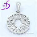 Hand pendant designs round shape pendant with pave setting zircon in silver